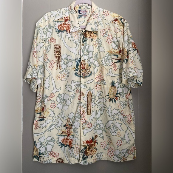 Vintage Bluewater Wear Hawaiian Shirt Tiki‎ Surfer Wahine Theme Size L - Picture 1 of 8